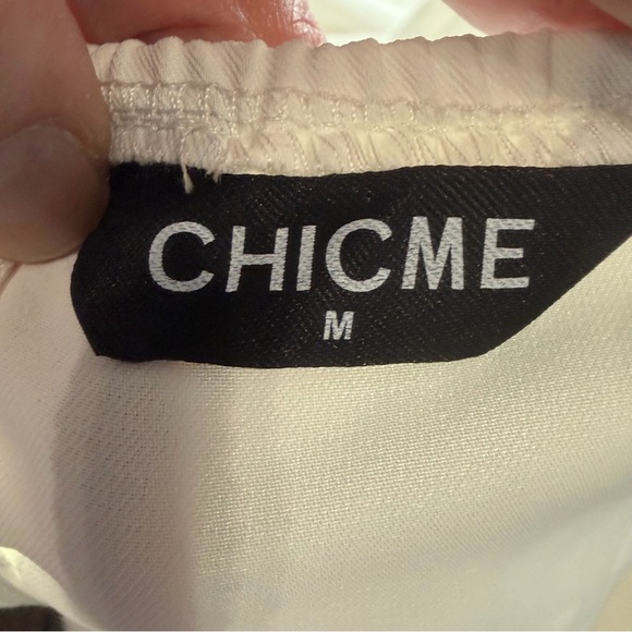 ChicMe White Pearl Strap Bow Wide Leg Jumpsuit Size M Elegant Wedding Easter - Picture 9 of 16